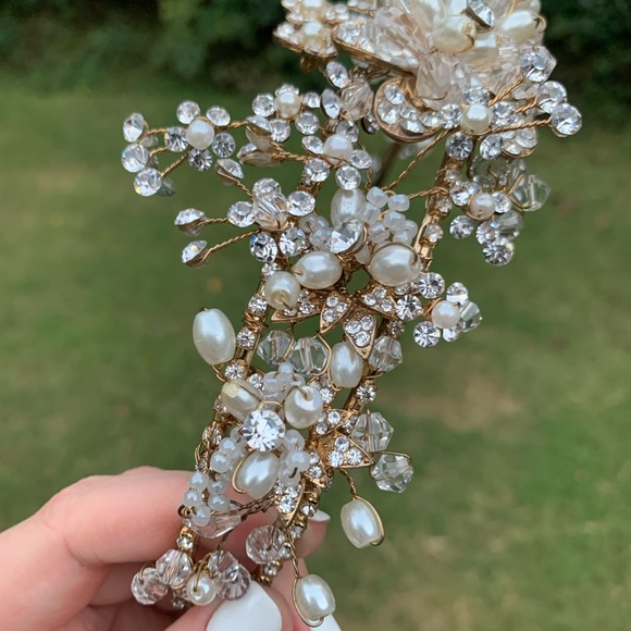 Rhinestone & Pearl Flower Crown - Picture 8 of 15